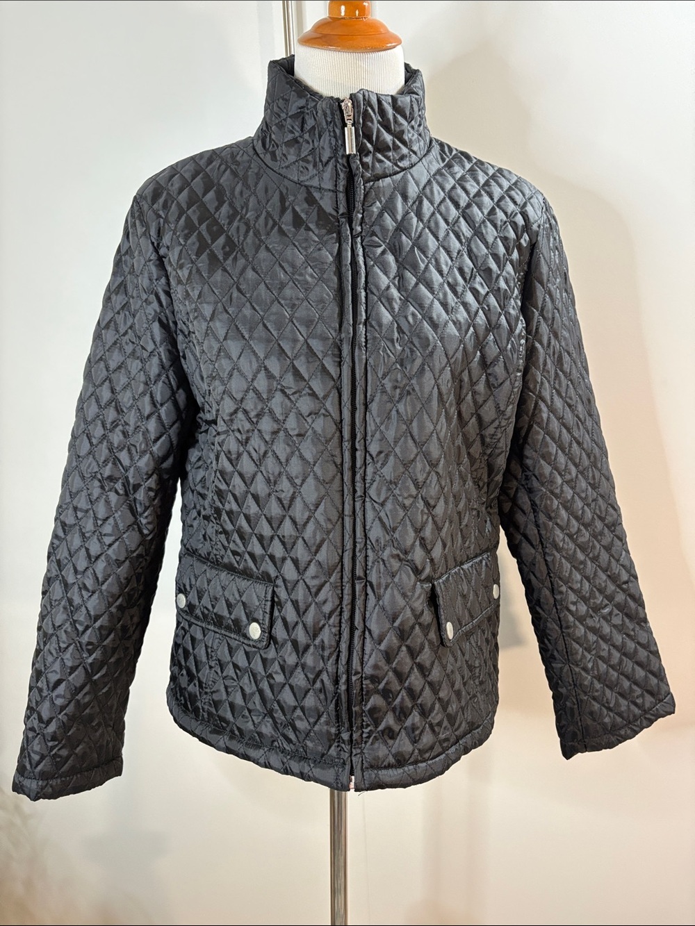 Jane Ashley Quilted Puffer Barn Jacket - Black
